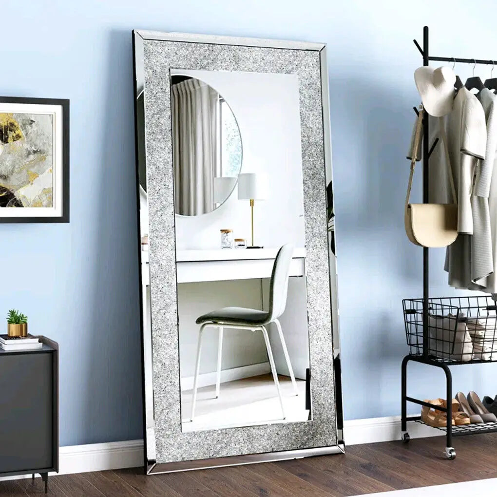 47.2x23.6 inch Crystal Rhinestone Diamond Frameless Wall Mounted Dressing Mirror