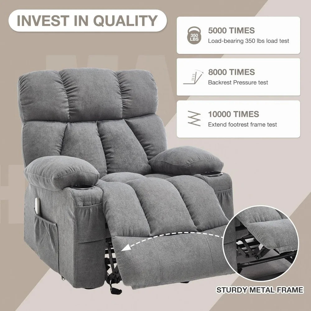 Overstuffed Massage Rocker Recliner Chair with Heat and Vibration