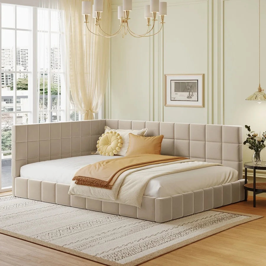 Gray Full Size Modern Upholstered Daybed/Sofa Bed Frame