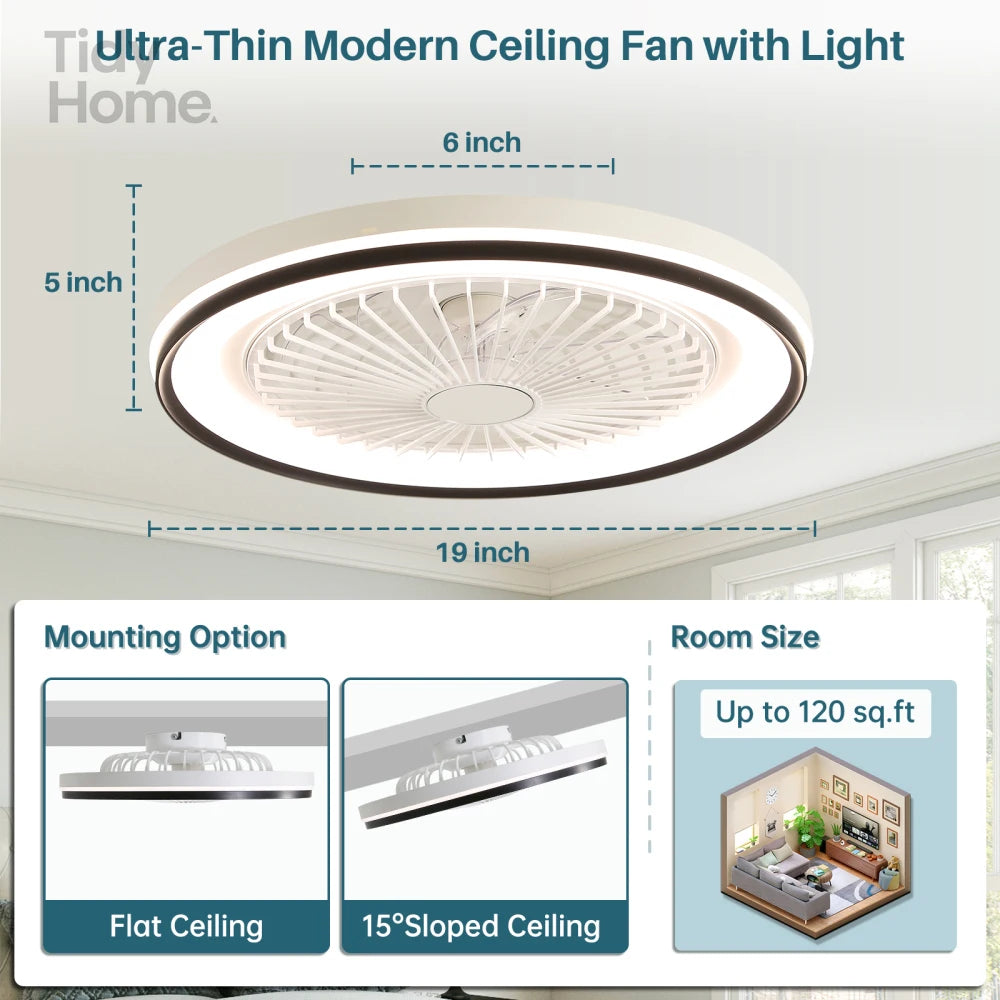 19 Inch RGB Dimmable Led Enclosed Ceiling Fan