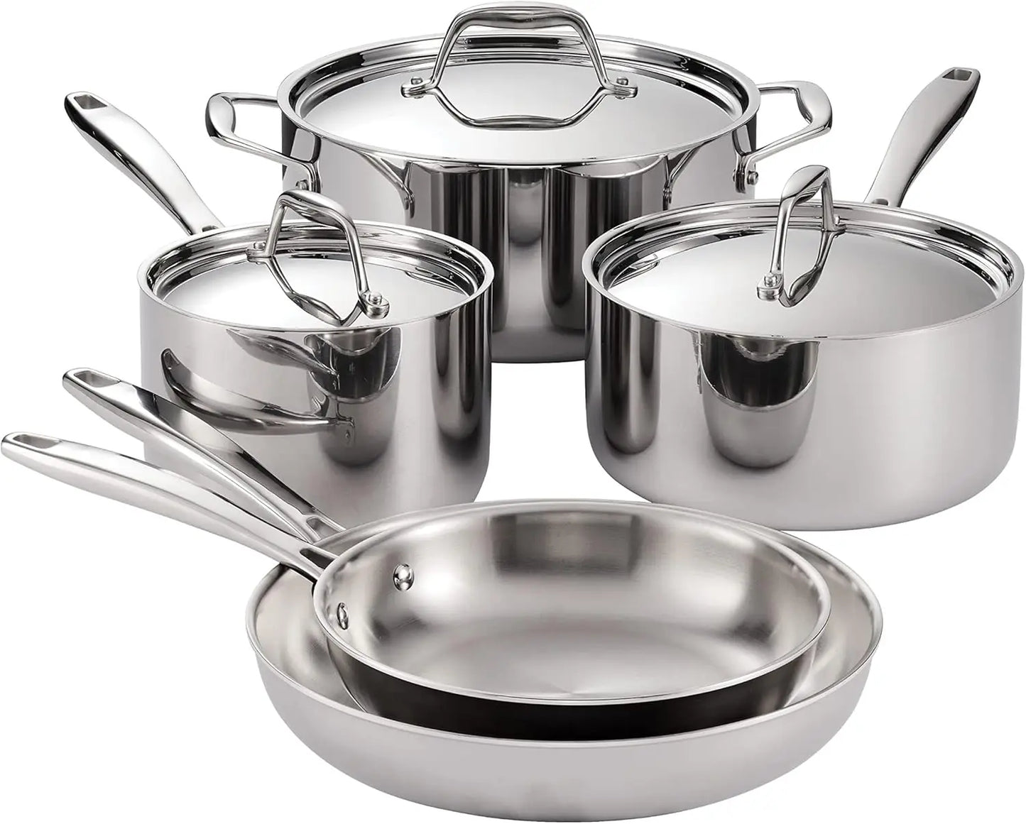 Tramontina Tri-Ply Clad Stainless Steel 8-Piece Cookware Set With Lids