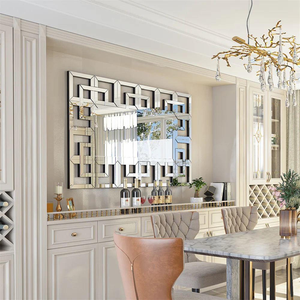 Silver Polished Hollow-out Decorative Wall Mirror