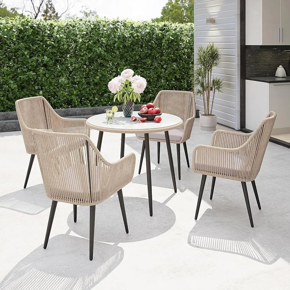 5-Piece All-Weather Twisted Rattan Patio Dining Set