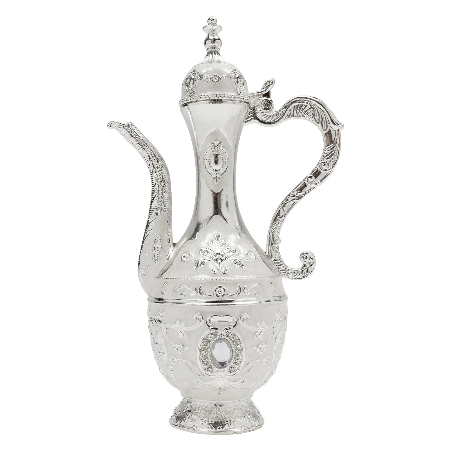 Vintage Turkish Coffee Set with Pot and 6 Cups, Silver