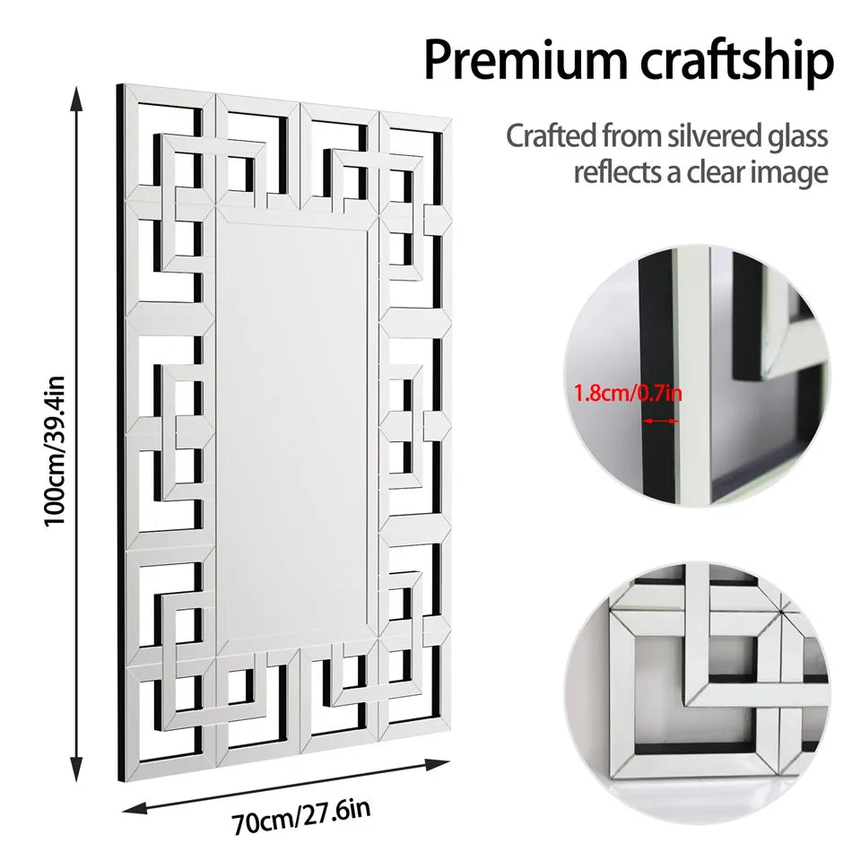 Silver Polished Hollow-out Decorative Wall Mirror