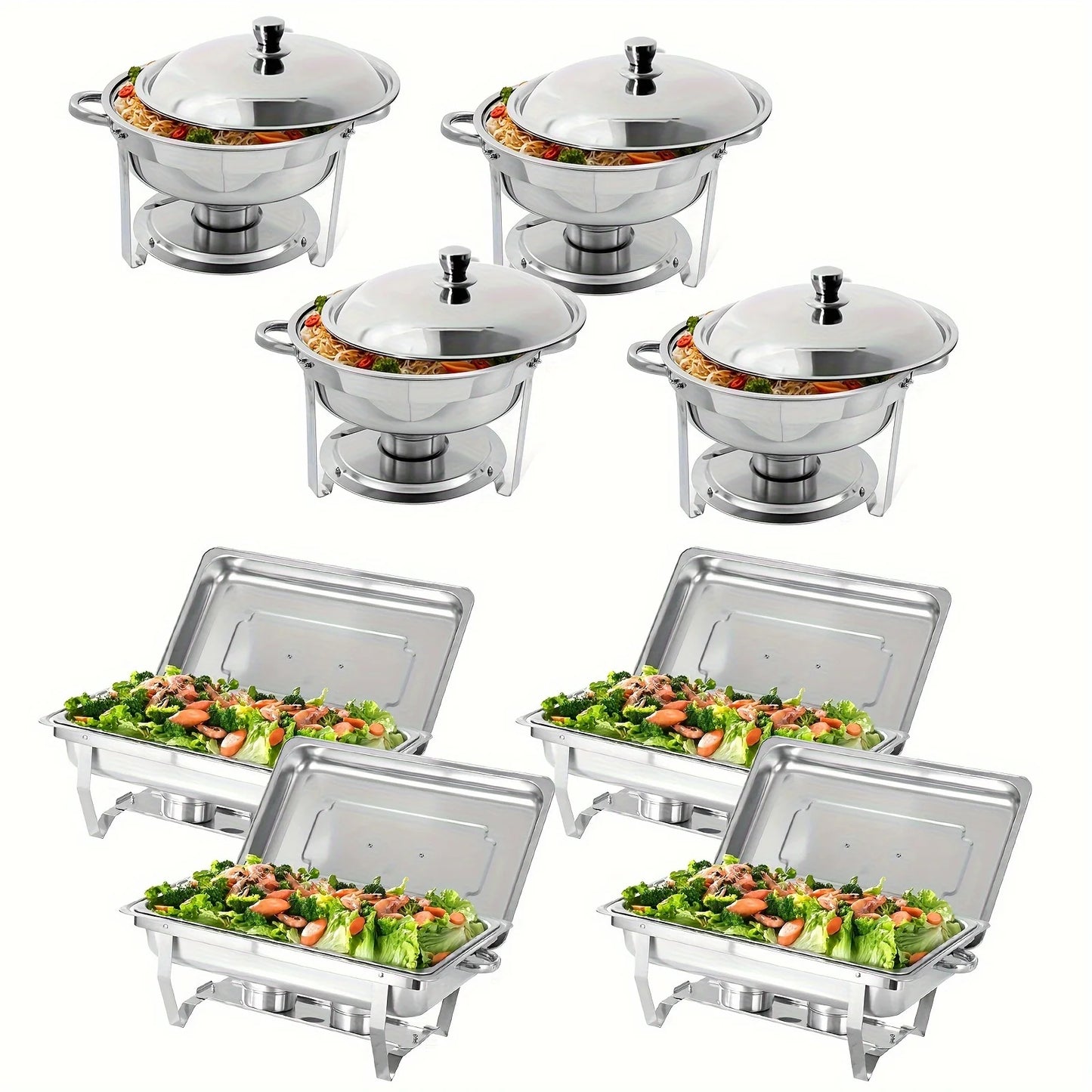 8 Pack Stainless Steel Chafing Dish Buffet Set