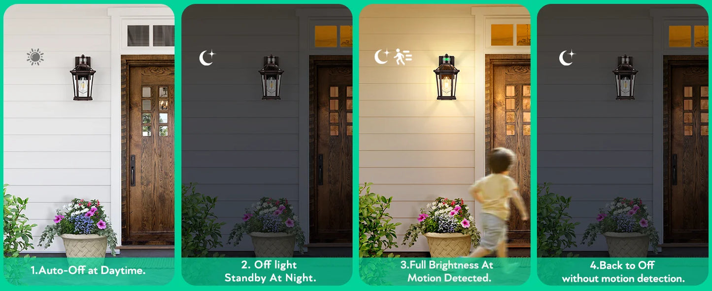 Bronze Waterproof Motion Sensor Outdoor Lights