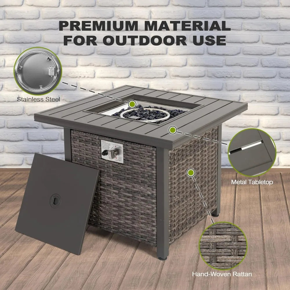 Outdoor 30" 50,000 BTU Propane Gas Fire Pit Table