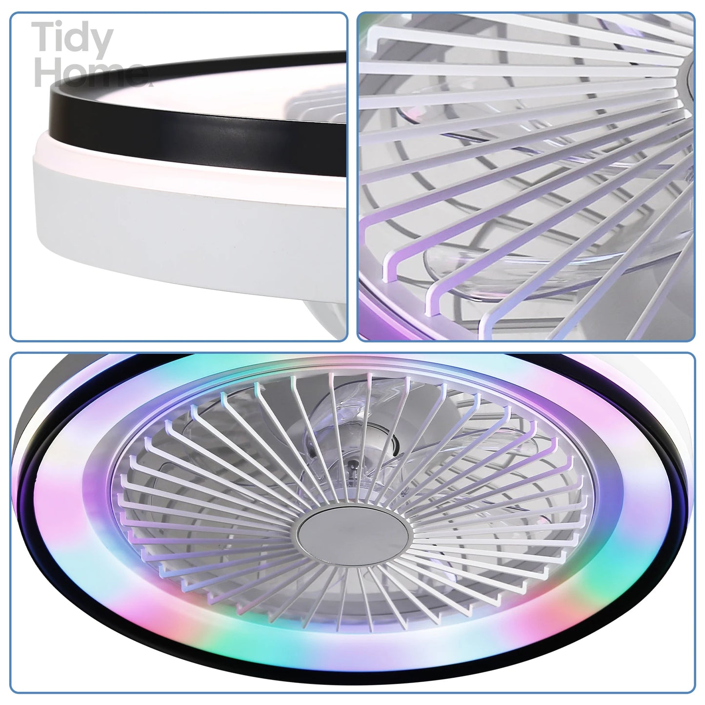 19 Inch RGB Dimmable Led Enclosed Ceiling Fan