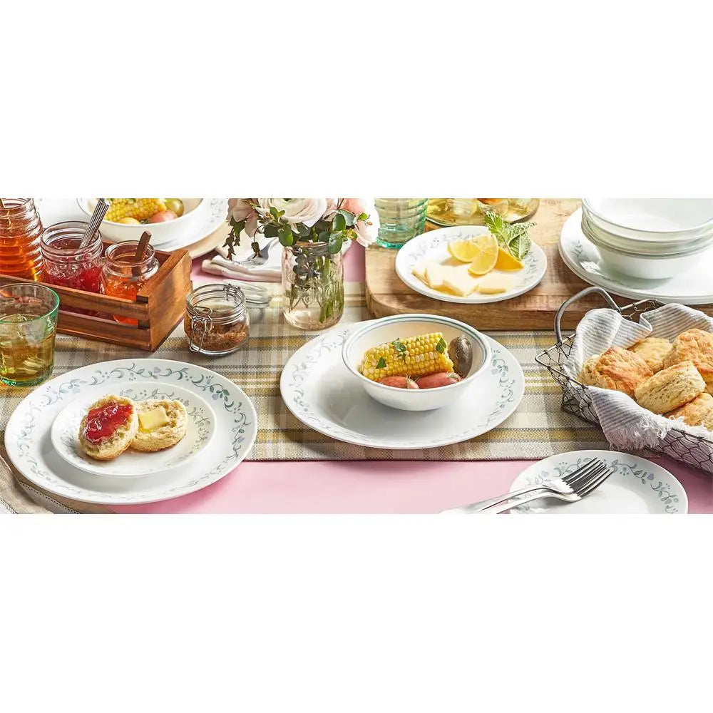 Blue Periwinkle Hearts Corelle 12-Piece Dinnerware Set