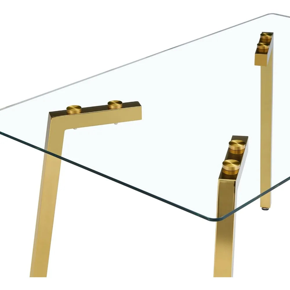 Rectangle Clear Glass Table Top Dining Set
