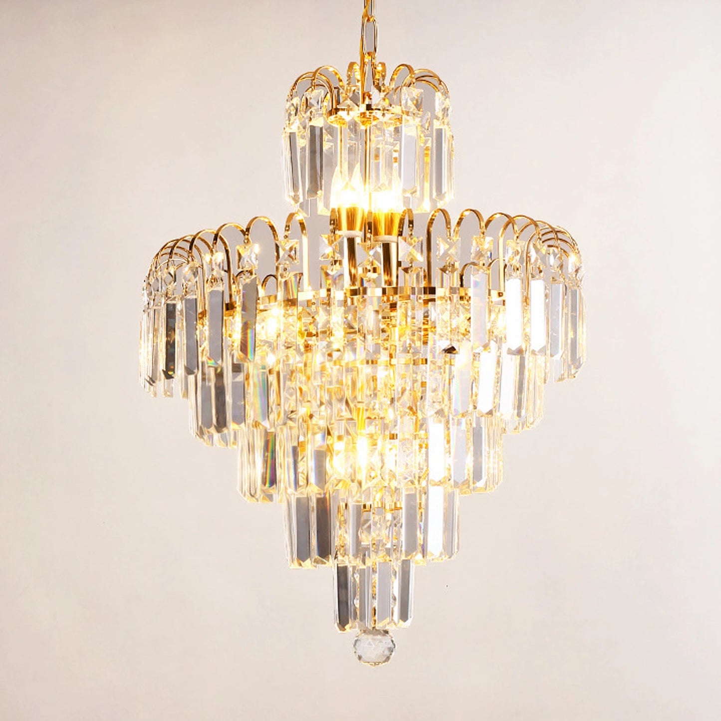Gold Elegant Crystal Ceiling Light Fixture