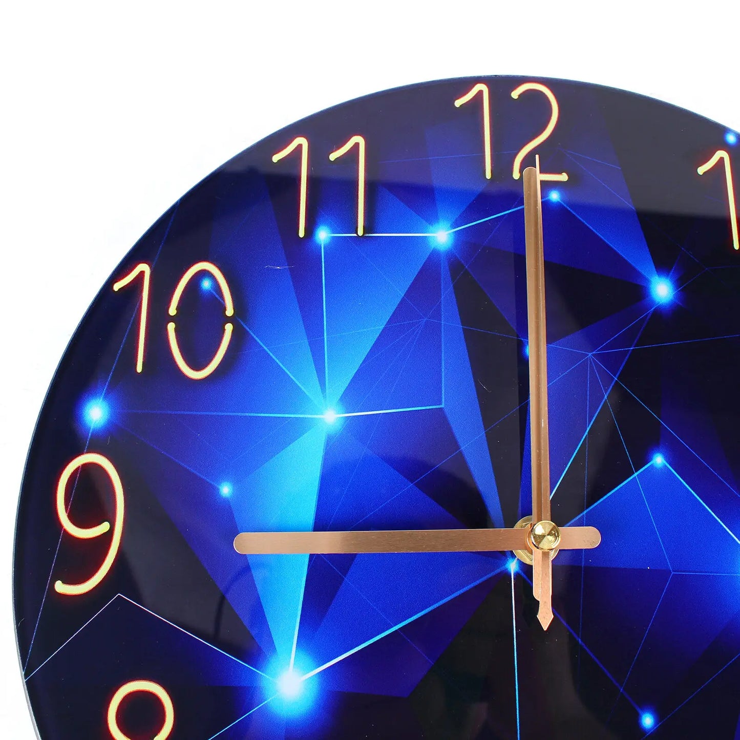 12" Silent Blue Diamond Round Wall Clock