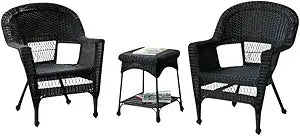 3 Piece Wicker Chair and End Table Set without Cushion, 4 Color Options