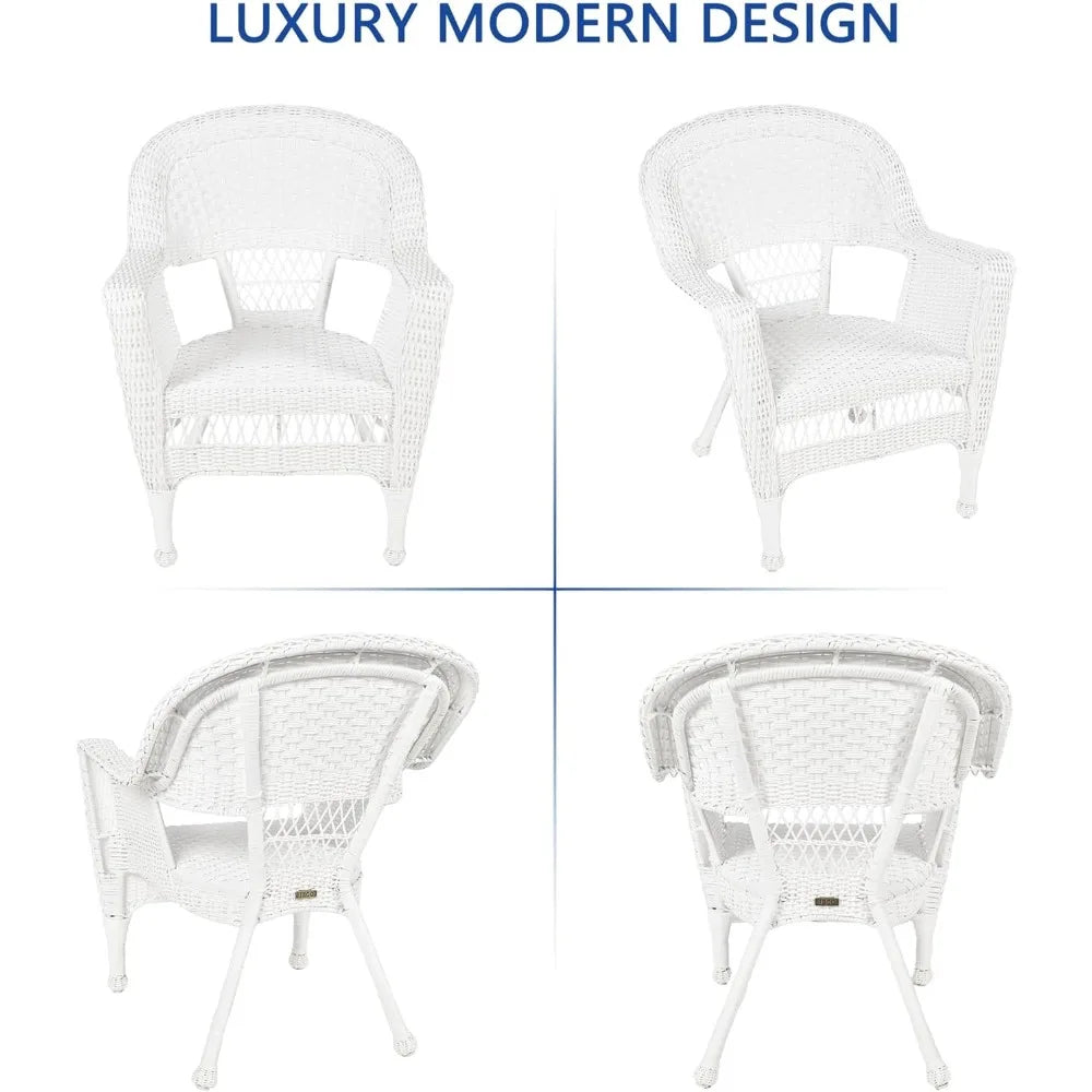3 Piece Wicker Chair and End Table Set without Cushion, 4 Color Options