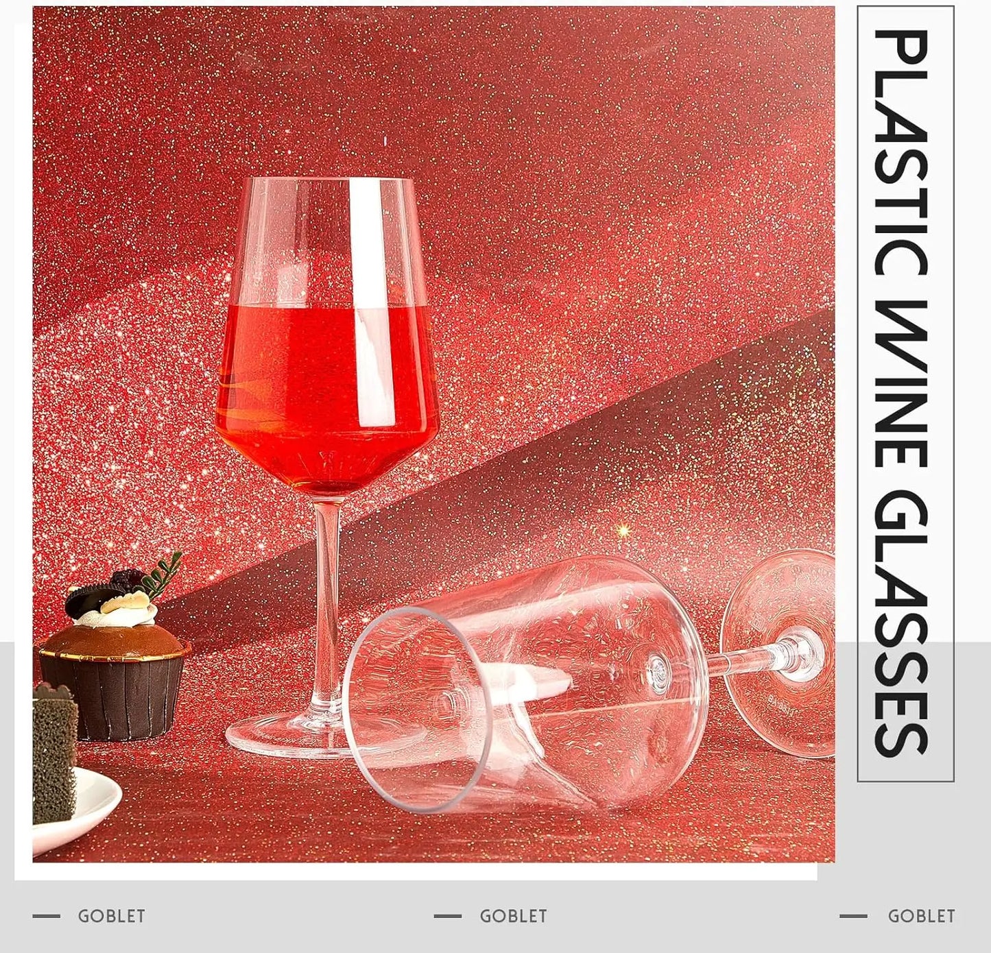 Set Of 12 (Square) Unbreakable Stemmed Wine Glasses