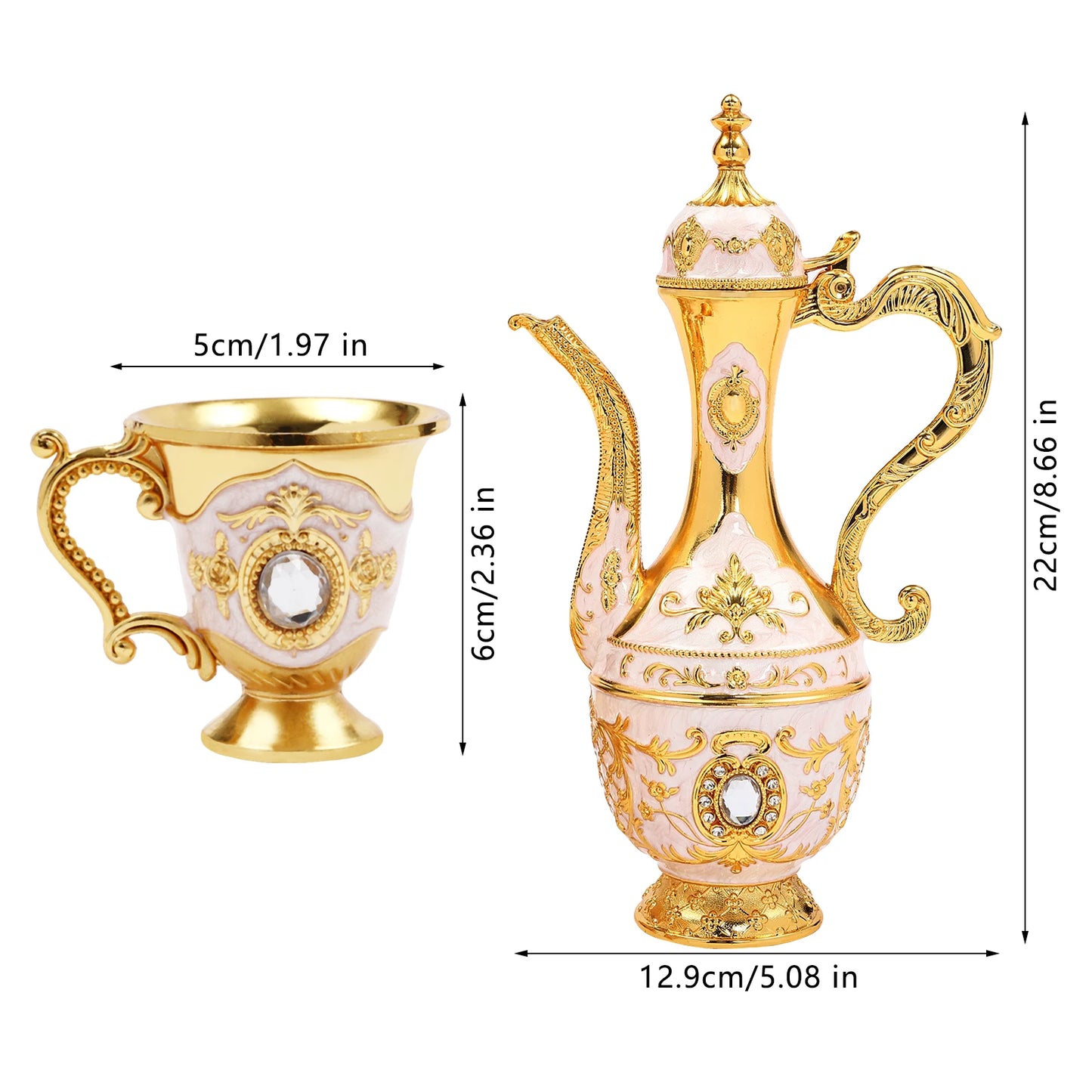 Vintage Turkish Coffee Pot Set with 6 Cups and Tray