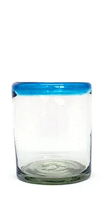 Blue Rim 120 oz Pitcher and 6 Drinking Glasses set, Recycled Glass, Lead-free, Toxin-Free