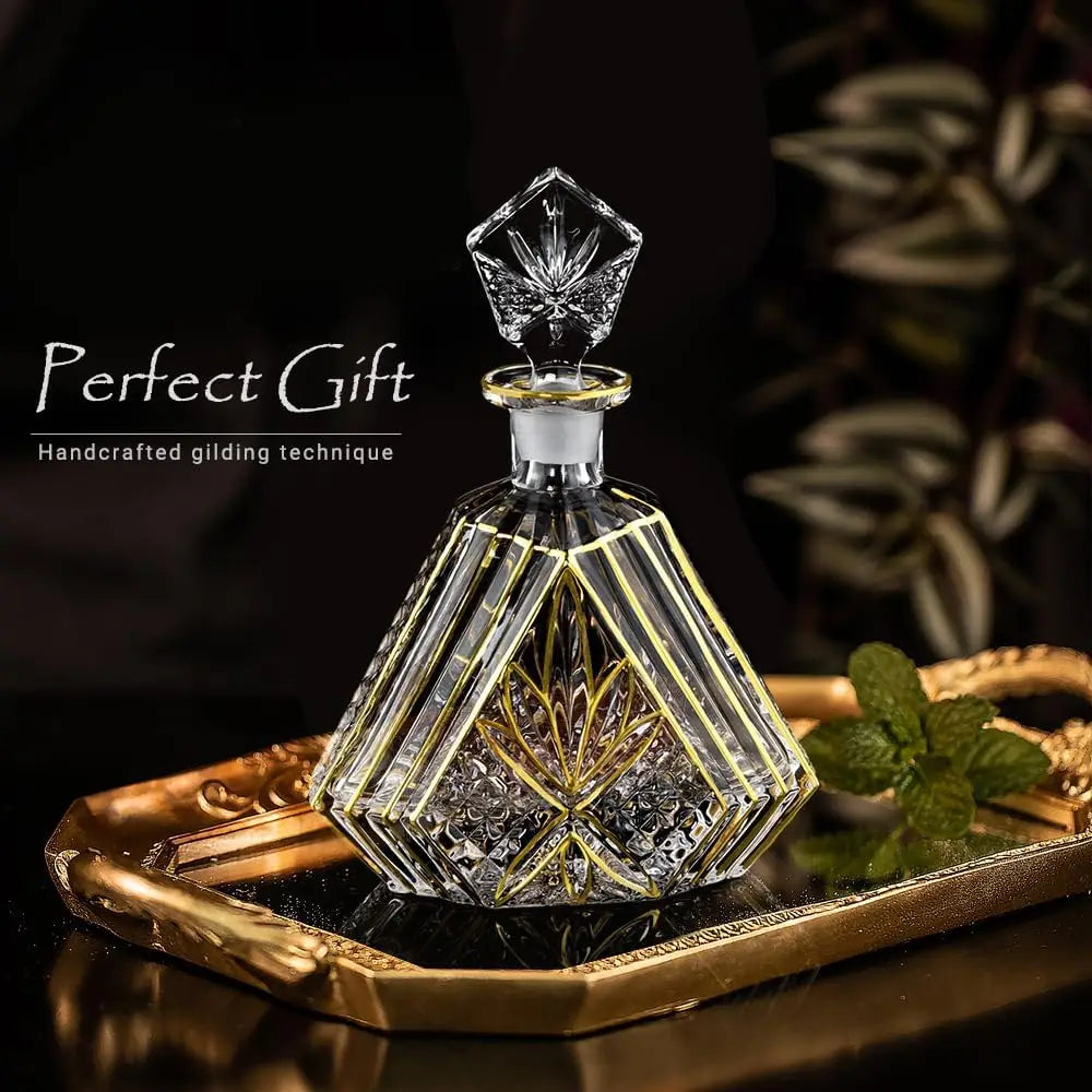 Hand-Painted Gold Accents Decanter Set
