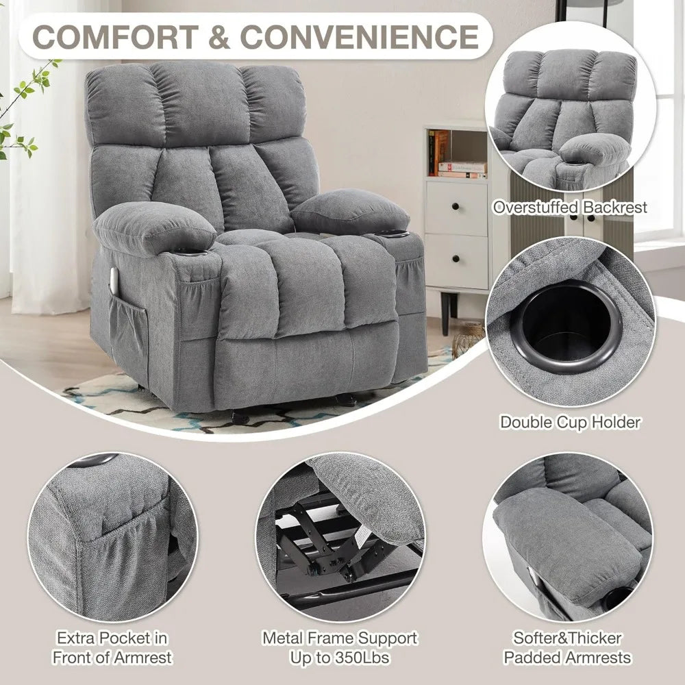 Overstuffed Massage Rocker Recliner Chair with Heat and Vibration
