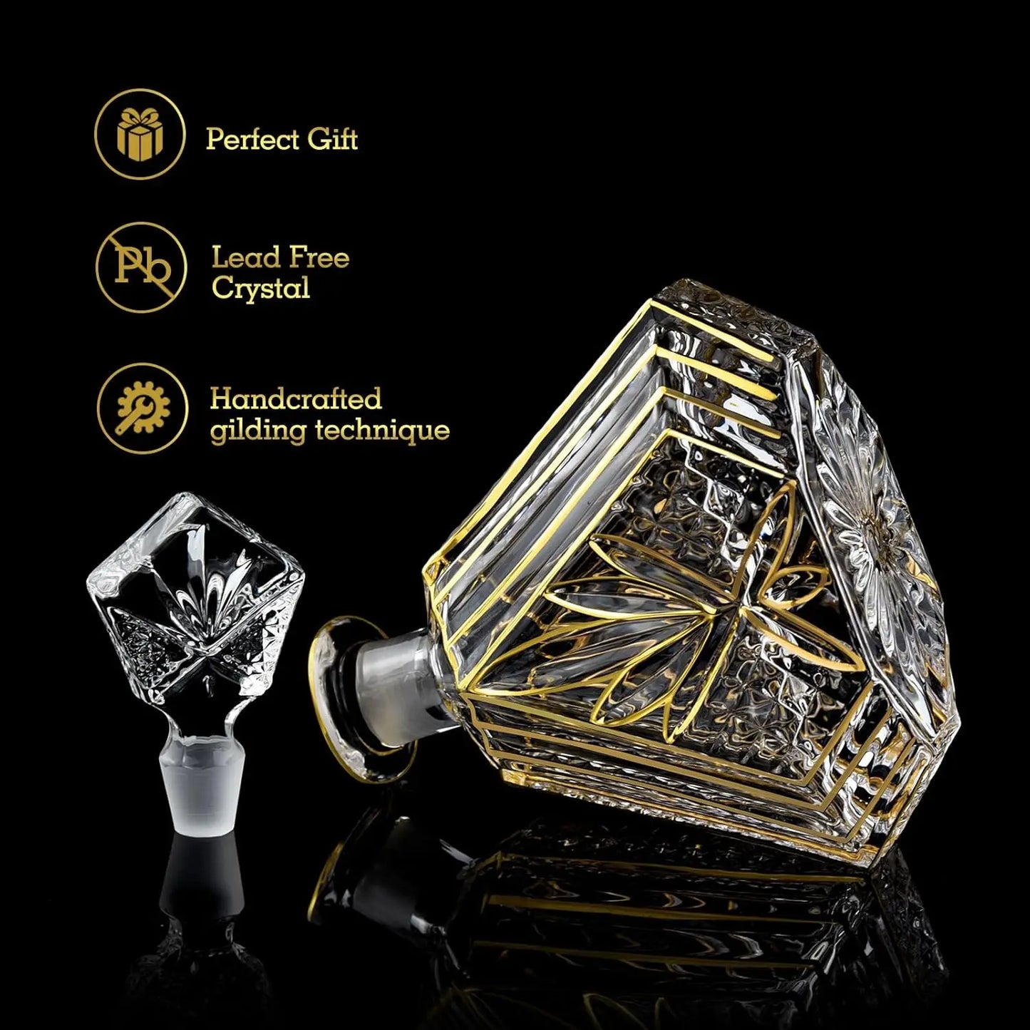 Hand-Painted Gold Accents Decanter Set