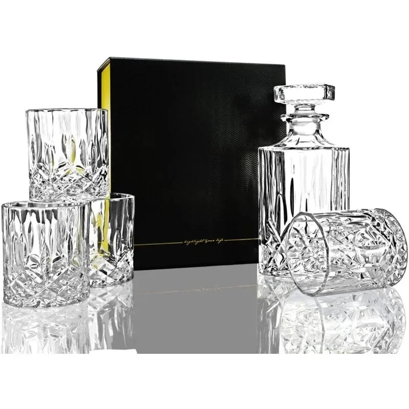 5 piece Italian Crafted Glass Decanter & Glasses Set