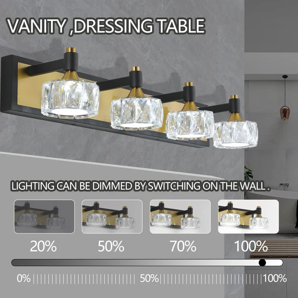 4-Lights Modern Crystal Bathroom Wall Vanity Light Fixture
