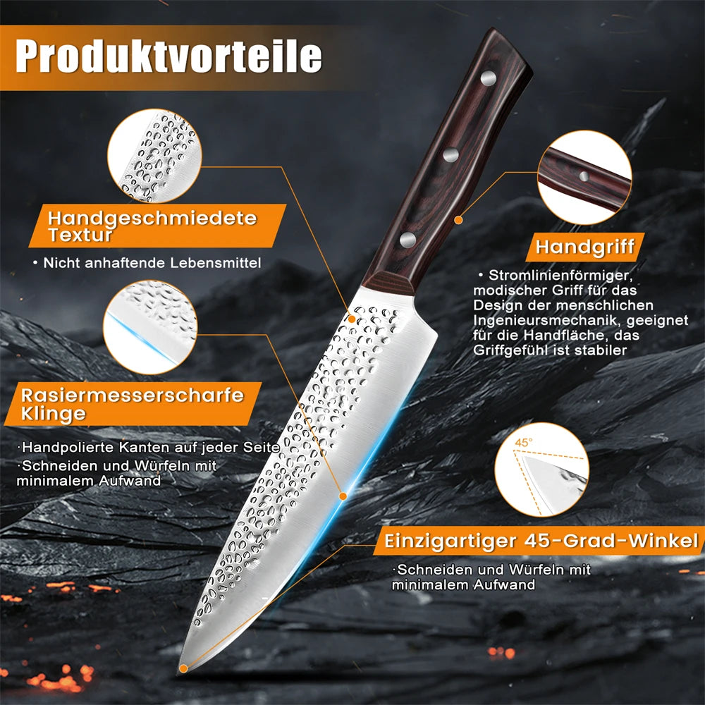 8pcs Hammer Pattern Chef Knives Set