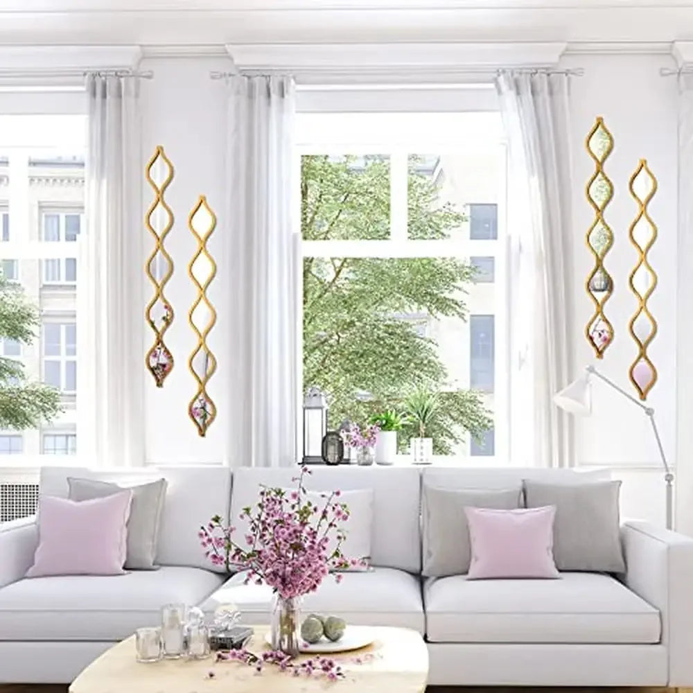 Set of 4, Gold Teardrop Mirror Wall Art Decor