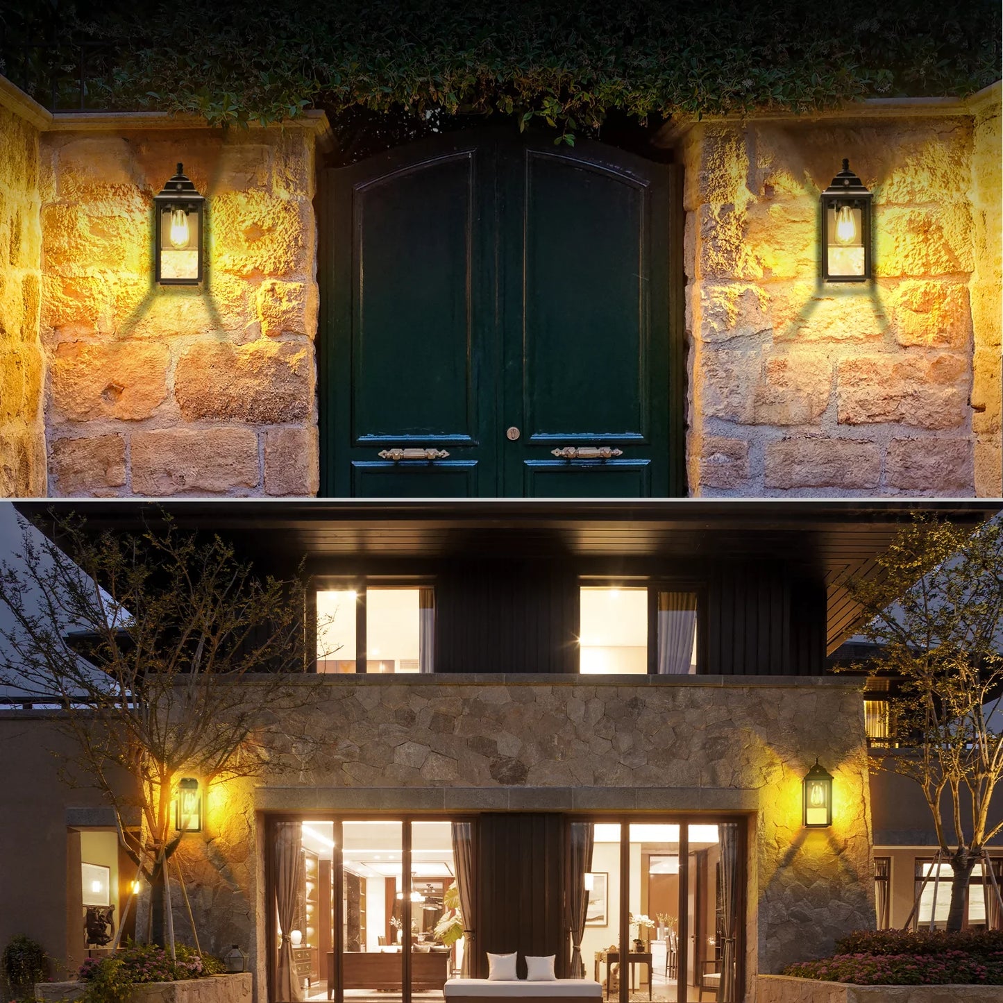 2 piece Exterior Porch Sconce, Black