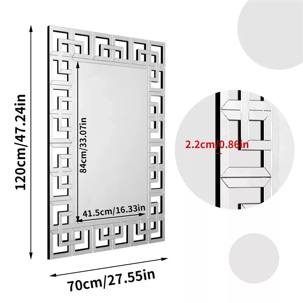 Wisfor 48”×28”Rectangle Art Decorative Wall Mirror