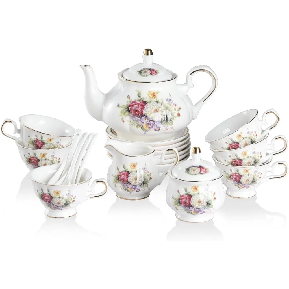 Floral Embossed Tea Service for 6