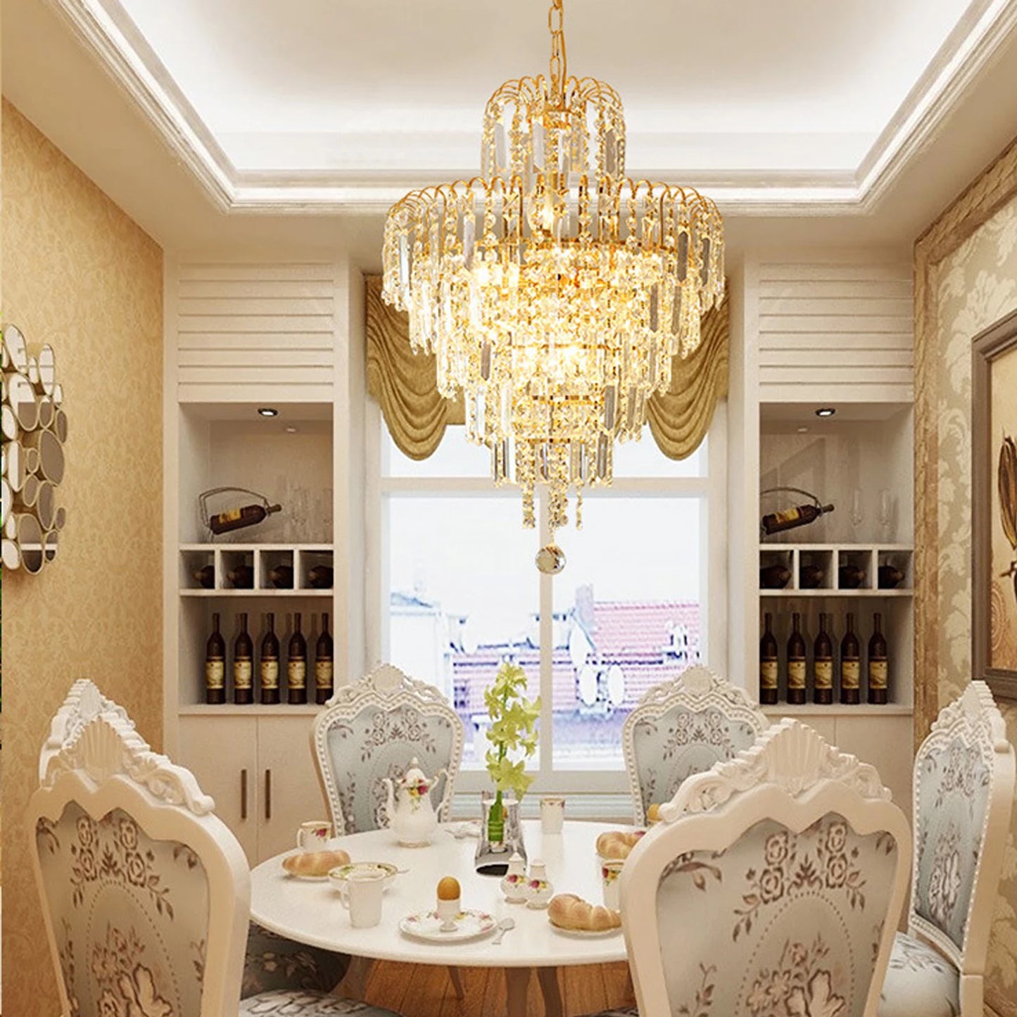 Gold Elegant Crystal Ceiling Light Fixture