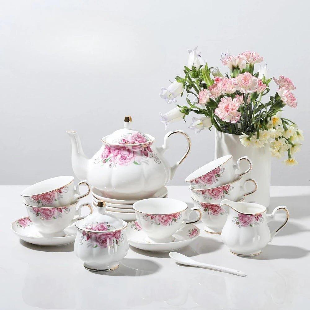 Floral Embossed Tea Service for 6