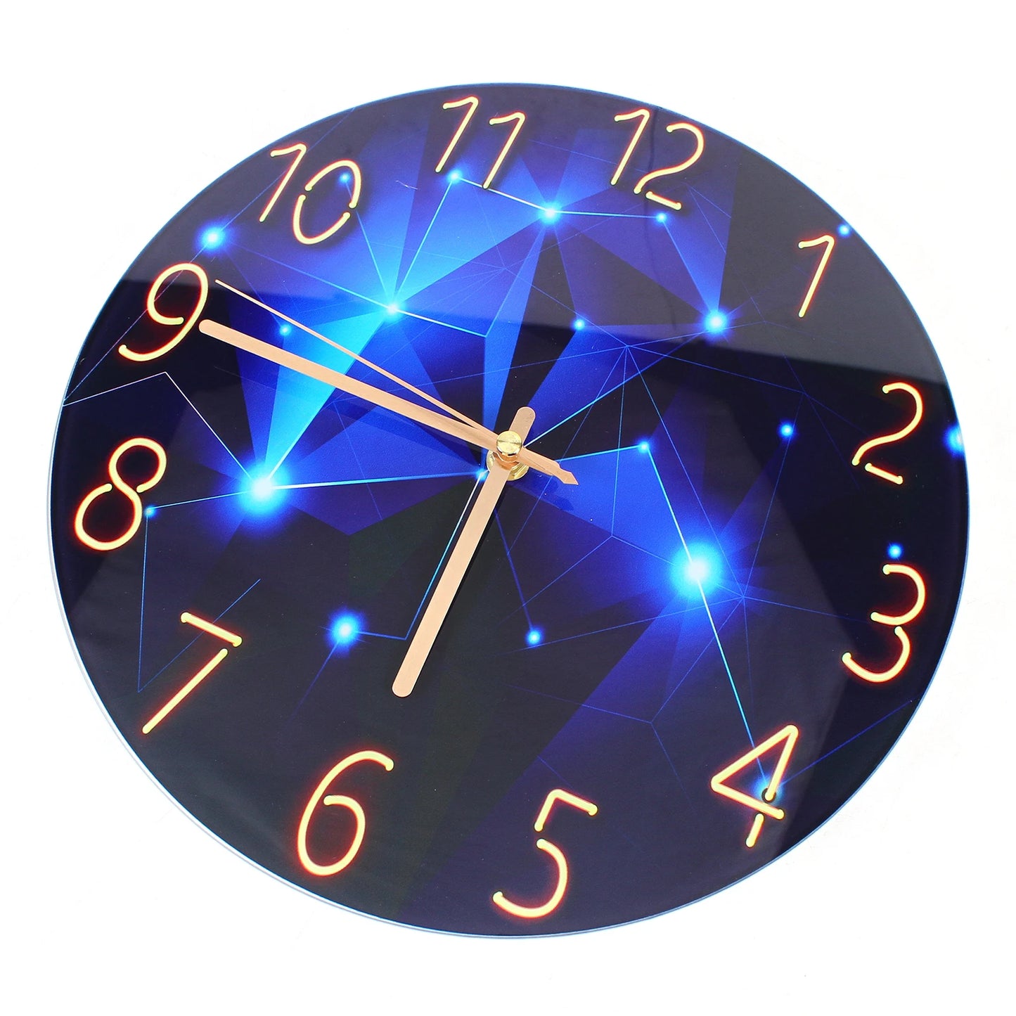 12" Silent Blue Diamond Round Wall Clock