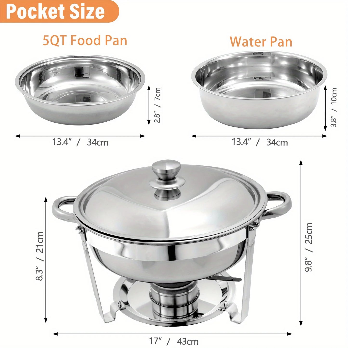 8 Pack Stainless Steel Chafing Dish Buffet Set