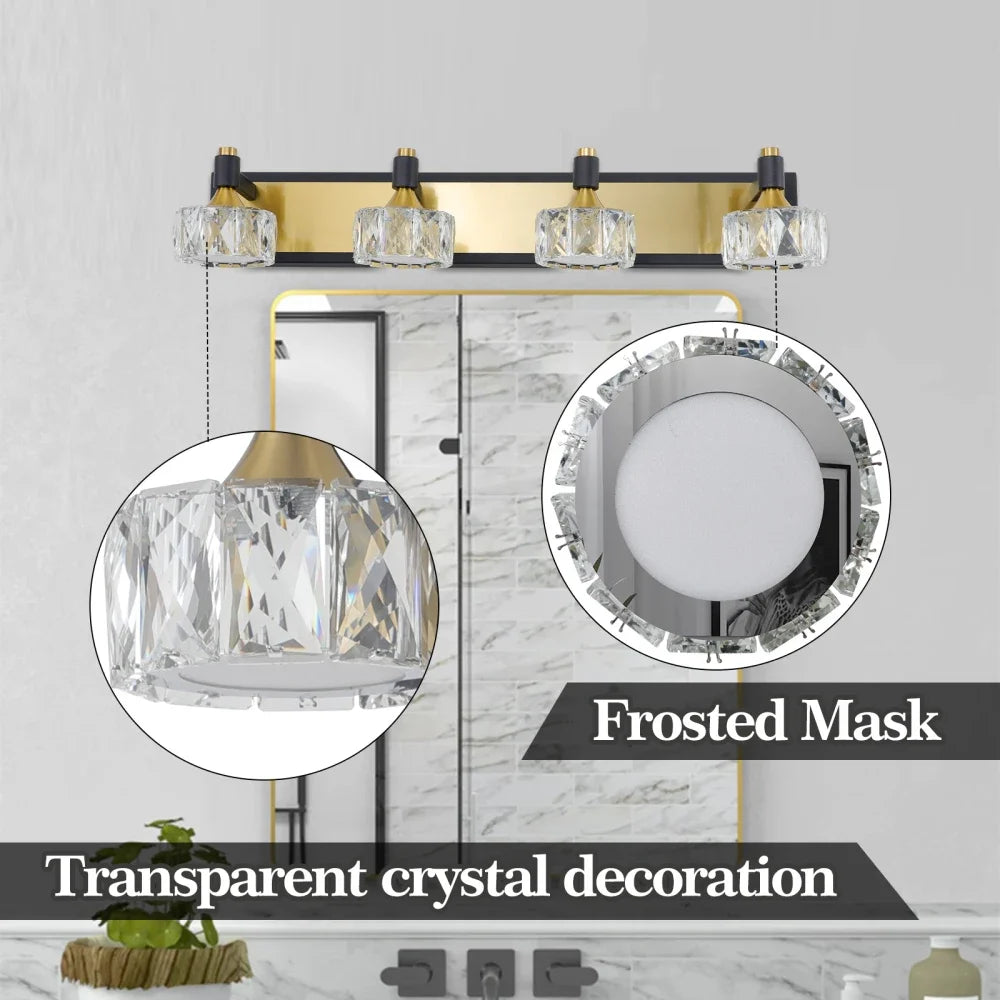 4-Lights Modern Crystal Bathroom Wall Vanity Light Fixture