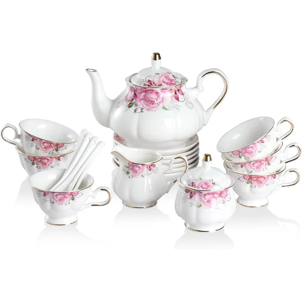 Floral Embossed Tea Service for 6