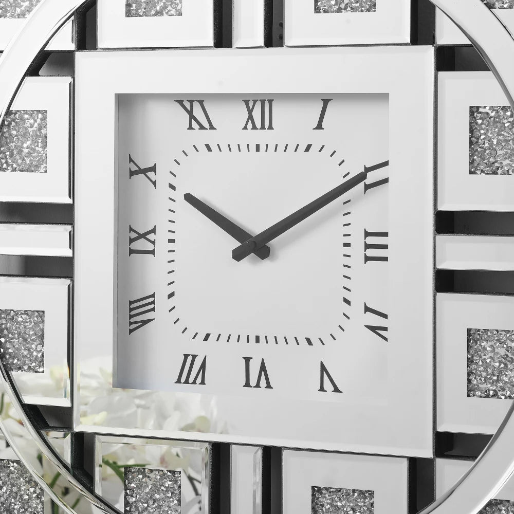 Wall Clock in Mirrored & Faux GemStones