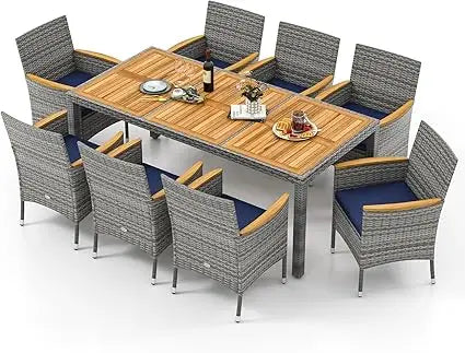 9 Piece PE Wicker Patio Dining Set