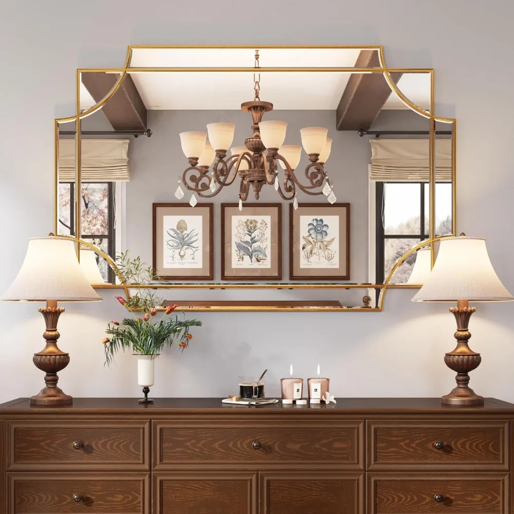 Large Gold Decorative Scalloped Wall Mirror