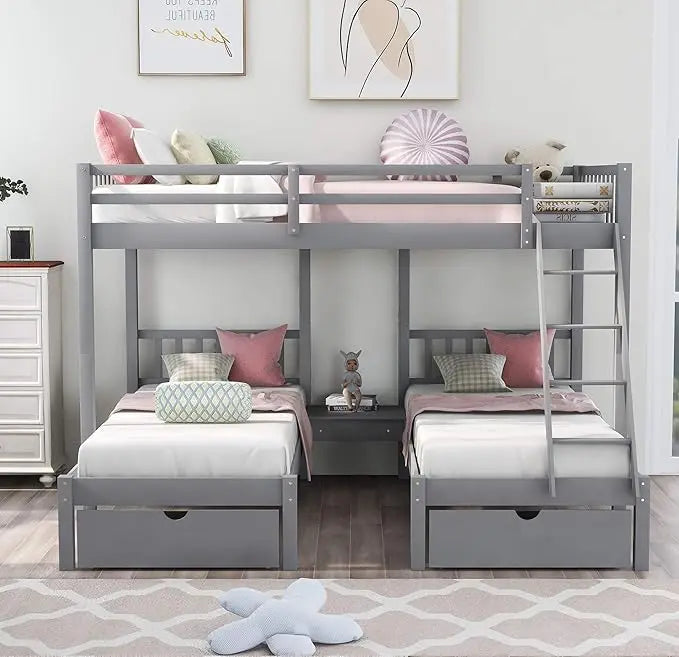 Full Over 2 Twin Triple Bunk Beds