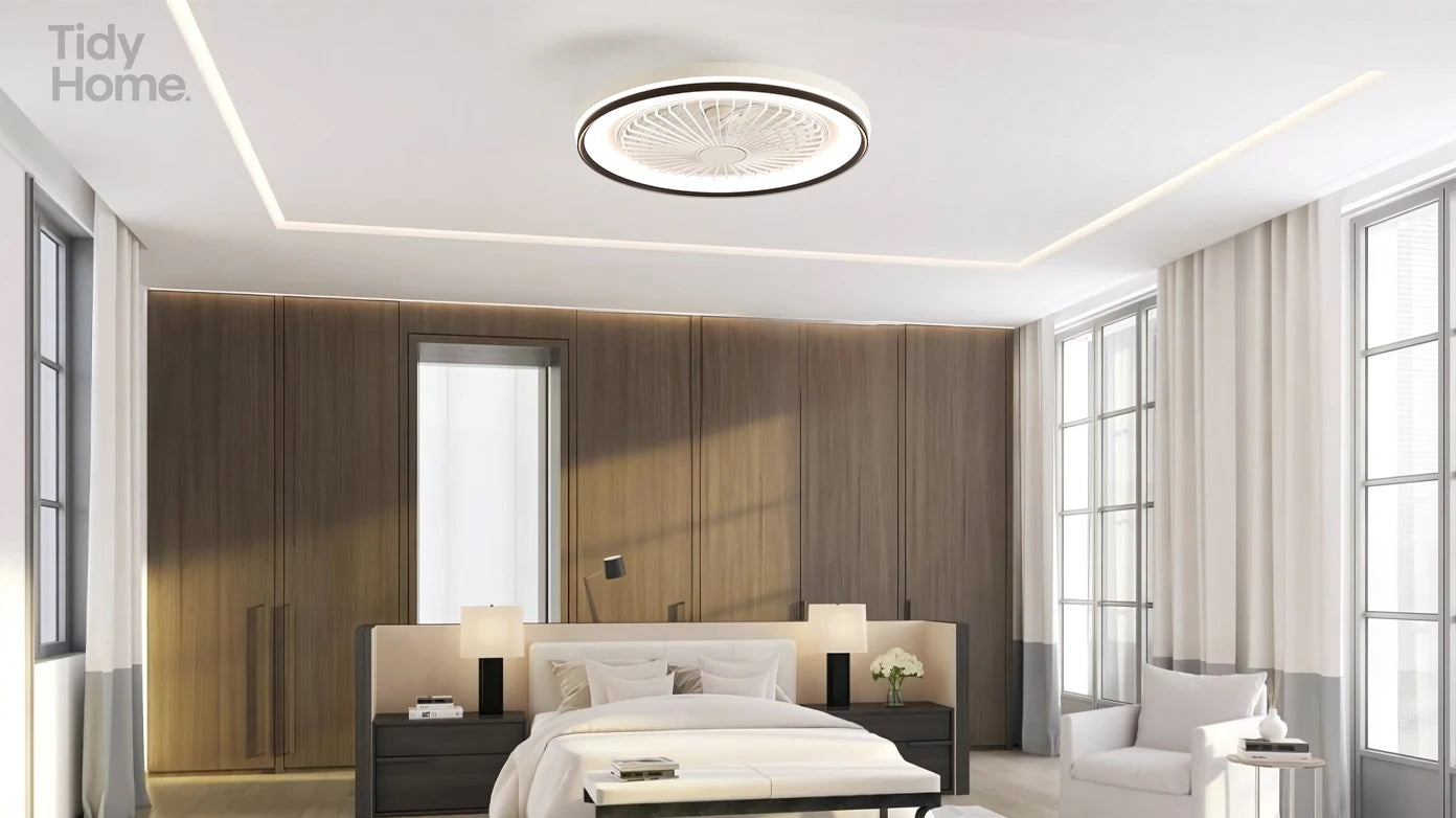 19 Inch RGB Dimmable Led Enclosed Ceiling Fan