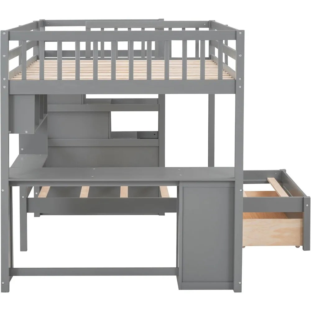 Harper & Bright Designs Full Over Twin Bunk Bed
