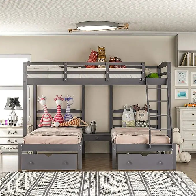 Full Over 2 Twin Triple Bunk Beds