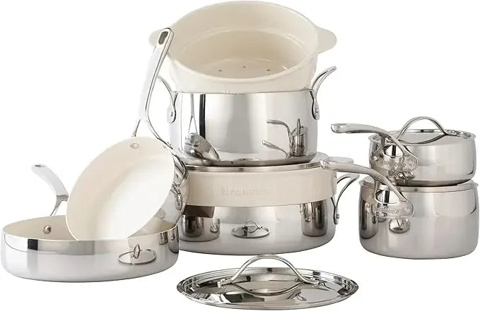 Oprah's Favorite Things - 12 Piece Triply Stainless Steel Cookware Set W/Non-Stick Non-Toxic Ceramic Interior