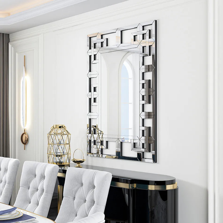 Silver Polished Hollow-out Decorative Wall Mirror