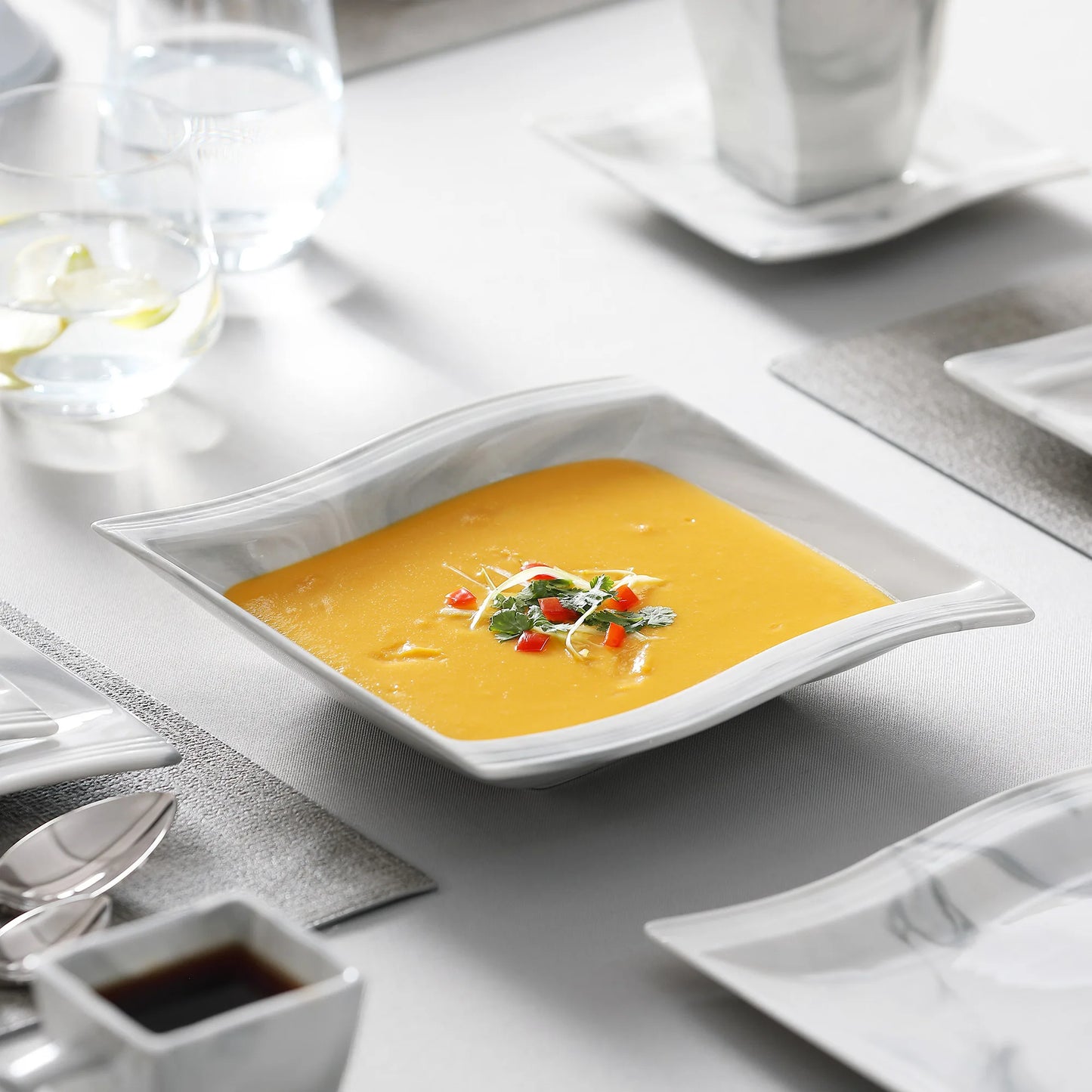 30/60PCS Marble Porcelain Dinnerware Set