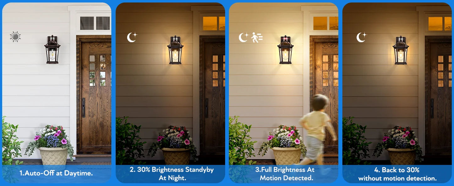 Bronze Waterproof Motion Sensor Outdoor Lights