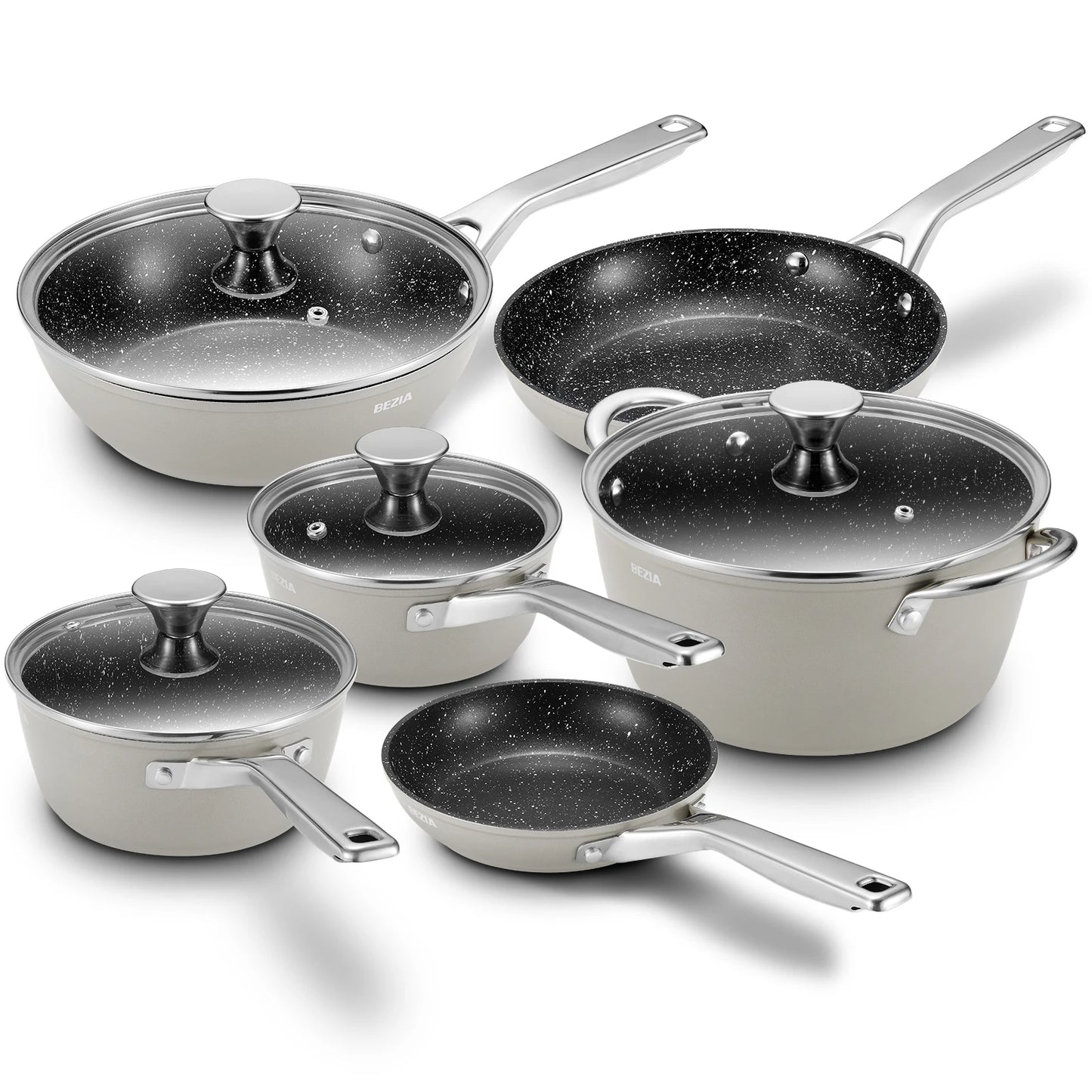 10-Piece, BEZIA Induction Nonstick Cookware Set
